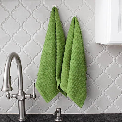 Ritz Royale Collection 100% Combed Terry Cotton, Highly Absorbent, Oversized, Kitchen Towel Set, 28" x 18", 2-Pack, Solid Cactus Green