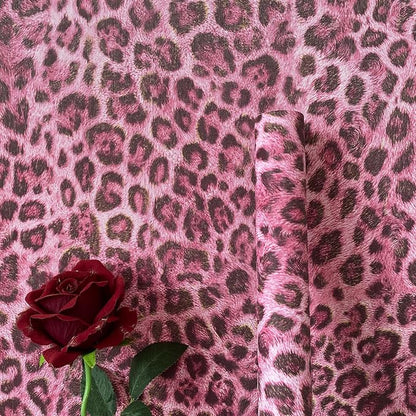 JiffDiff Upgrade Leopard Print Peel and Stick Wallpaper, 17.3" x 1200" Waterproof Removable Self Adhesive Wallpaper, Pink Unique Funky Cheetah Contact Paper for Bedroom, Bathroom, Decor
