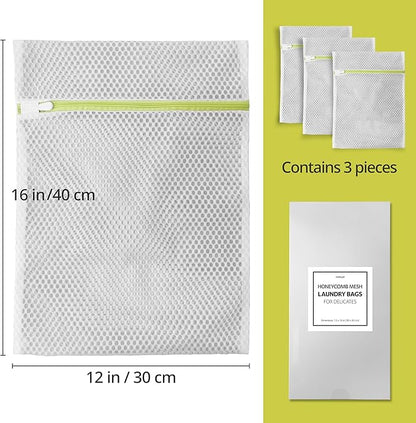 Laundry Bags, 3 Pcs Honeycomb Mesh Laundry Bags for Delicates, 12" x 16"