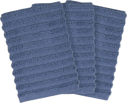 Ritz Royale Collection 100% Combed Terry Cotton, Highly Absorbent, Kitchen Dish Cloth Set, 13-3/4" x 12", 3-Pack, Solid, Federal Blue