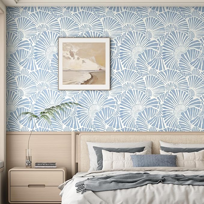 White and Blue Wallpaper Peel and Stick Wallpaper Boho 17.3"×78.8" Modern Wall Paper Removable Self Adhesive Wallpaper for Bedroom Blue Contact Paper for Cabinets Drawers Shelf Home Decor Vinyl Film