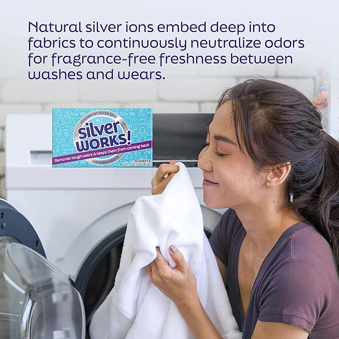 Deodorizer Laundry Odor Eliminator For Clothes - Natural Silver Ion Infused Washer Sheets - Laundry Deodorizer Odor Eliminator - Lasting Laundry Odor Remover Dryer Deodorizer –24 Loads