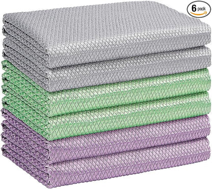 HOMEXCEL Microfiber Glass Cleaning Cloths-6PK, 16"x14" Lint Free Window Cleaning Cloth, Glasses, Mirrors, Screens, Stainless Steel, Premium Magic Cleaning Cloth for Glass and Window Cleaner