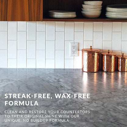 HOPE'S Countertop Restoration Polish, Streak-Free Kitchen Counter Cleaner, No Buildup on Countertops, Quartz, Marble, Corian, Composite, and Granite Polish, 8 Fl Oz, Pack of 2