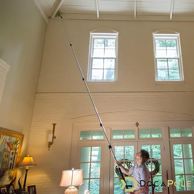 DOCA Telescoping Pole 7-30 Ft - Extension Pole for Cleaning, Feather Duster, Window Washing Kit, Paint Roller, Window Squeegee - High Reach Extendable Kit for Indoor & Outdoor - Cobweb Duster