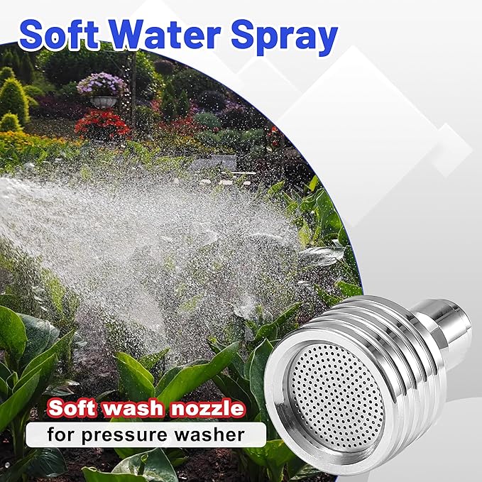 Tool Daily Pressure Washer Nozzle Tips for Soft Wash, Shower Nozzle for Pressure Washing with 1/4” Quick Connector, Stainless Steel Power Washer Shower Sprinkler for Car Washing and Gardening, 2 Pack