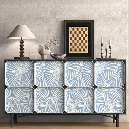 White and Blue Wallpaper Peel and Stick Wallpaper Boho 17.3"×393" Modern Wallpaper Removable Self Adhesive Wall Paper for Bedroom Blue Contact Paper for Cabinets Drawers Shelf Home Decor Vinyl Film