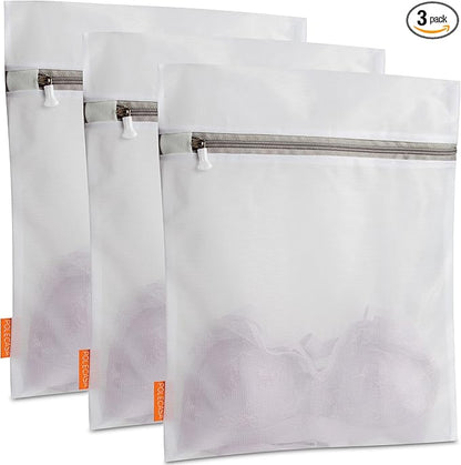 Polecasa 3Pcs Extra Durable Mesh Laundry Bags with Sturdy Zipper for Delicates 12 x 16 Inches (3 Medium)