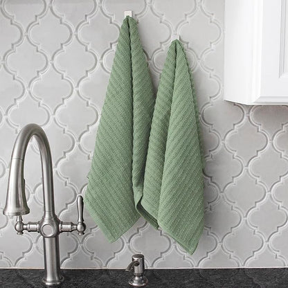 Ritz Royale Collection 100% Combed Terry Cotton, Highly Absorbent, Oversized, Kitchen Towel Set, 28" x 18", 4-Pack, Solid and Coordinate, Juniper