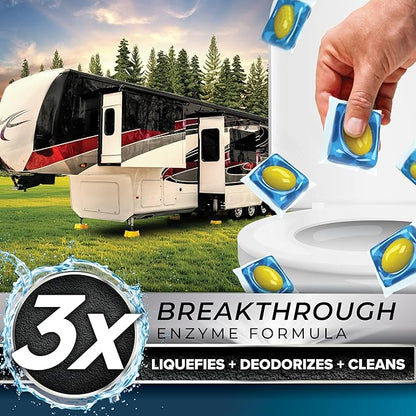 Camco TST PRO RV Toilet Treatment Drop-INs - Innovative Bio-Enzymatic Formula - Fastest Odor Stopper & RV Sewer Waste Break Down - RV Black Tank Treatment - Fresh Pine - Septic-Safe, 10-Pk (41770)