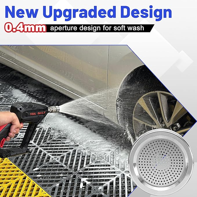 Tool Daily Pressure Washer Shower Nozzle for Soft Wash, 5 Power Washer Nozzle Tips, Soft Rain Shower Sprinkler for Car Washing and Garden Watering, 1/4 Inch Quick Connect