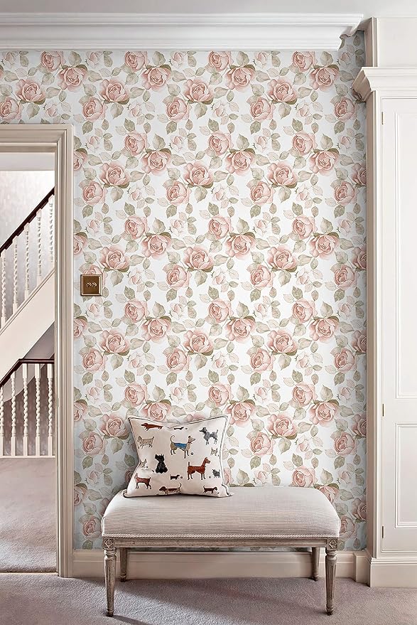 Heroad 16.1''x118'' Vintage Floral Peel and Stick Wallpaper Flower Contact Paper Retro Wall Paper Waterproof Removable Self Adhesive Wallpaper for Bedroom Living Room Cabinet Rose Decor Vinyl Roll
