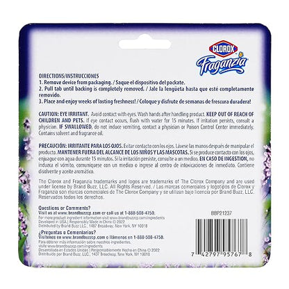 Clorox Fraganzia Small Rooms Air Freshener, Lavender with Eucalyptus - Peel & Place Air Freshener, No-Plug, Battery-Free for Closets, Laundry Room, Entry Way, Bathroom, 0.25 Fl Oz Each, 24 Count