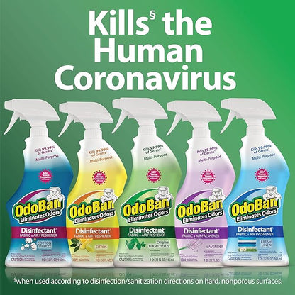 OdoBan Ready-to-Use Disinfectant and Odor Eliminator, Set of 4 Spray Bottles, 32 Ounces Each, Original Eucalyptus Scent