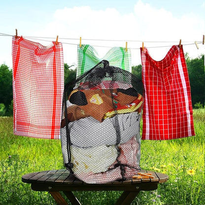 TecUnite 10 Pcs Mesh Laundry Bags with Drawstring Multicolor Mesh Sack Bag Nylon Gift Dishwasher Bag with Sliding for Storage Clothes Socks Jewelry Gifts Toys Fruit(12 x 16 Inch,Black)