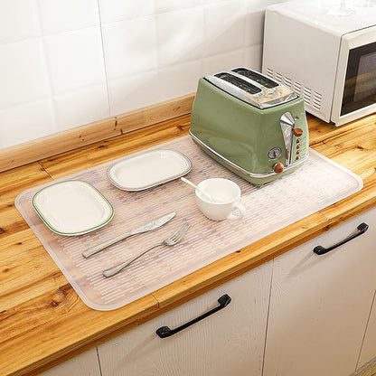 MicoYang Silicone Dish Drying Mat for Multiple Usage,Easy clean,Eco-friendly,Heat-resistant Silicone Mat for Kitchen Counter or Sink,Refrigerator or Drawer Liner Translucent 3XL 28 inches x 18 inches