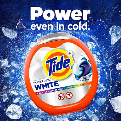Tide Power PODS White Laundry Detergent Pacs, 18 Count, Brilliant Whitening + Color Protect