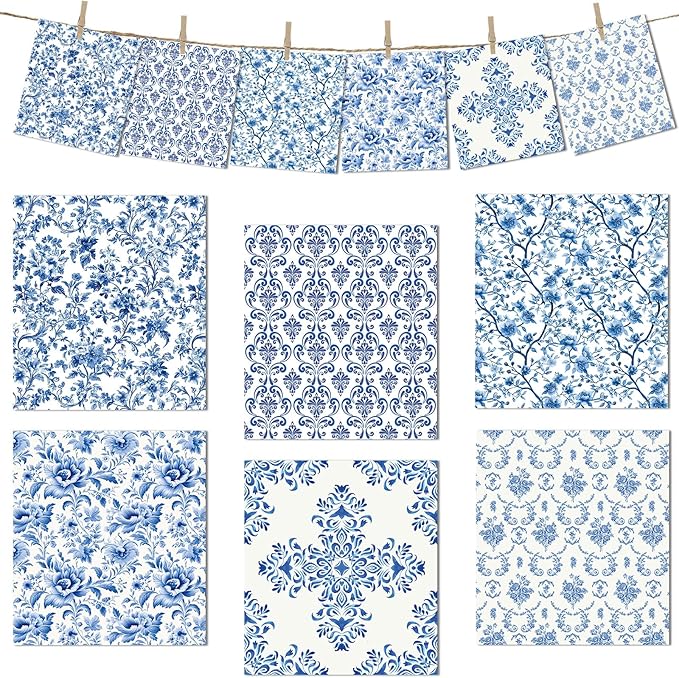 Blue Floral Swedish Dishcloths for Kitchen, 6 PCS Blue White Flower Reusable Dish Cloth, Absorbent Sponge Dish Towels for Kitchen Cooking Farmhouse Home Decoration Housewarming Gifts