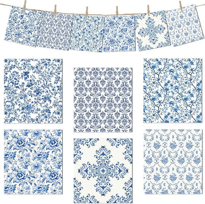 Blue Floral Swedish Dishcloths for Kitchen, 6 PCS Blue White Flower Reusable Dish Cloth, Absorbent Sponge Dish Towels for Kitchen Cooking Farmhouse Home Decoration Housewarming Gifts