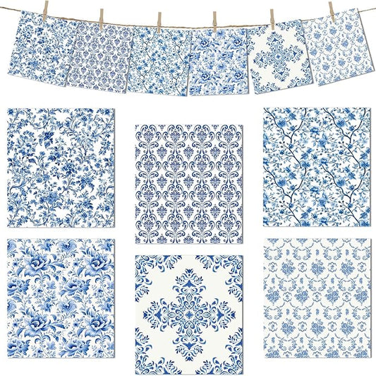 Blue Floral Swedish Dishcloths for Kitchen, 6 PCS Blue White Flower Reusable Dish Cloth, Absorbent Sponge Dish Towels for Kitchen Cooking Farmhouse Home Decoration Housewarming Gifts