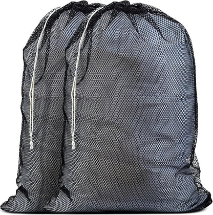 Handy Laundry Mesh Laundry Bags XL 24" x 36" – 2 Pack Heavy Duty, Durable, Machine Washable Drawstring Bags for Delicates, Laundry Hamper Liner, College Dorm, Travel, Storage – Black