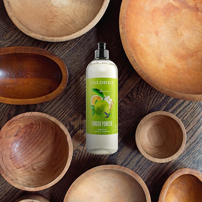 Caldrea Dish Soap, Biodegradable Dishwashing Liquid made with Soap Bark and Aloe Vera, Ginger Pomelo Scent, 16 oz