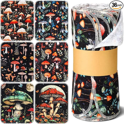 36 Pack Mushroom Reusable Cleaning Cloths Washable Cotton Kitchen Towels for Home (Stylish Color)