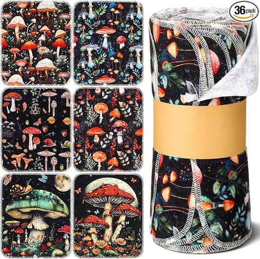 36 Pack Mushroom Reusable Cleaning Cloths Washable Cotton Kitchen Towels for Home (Stylish Color)