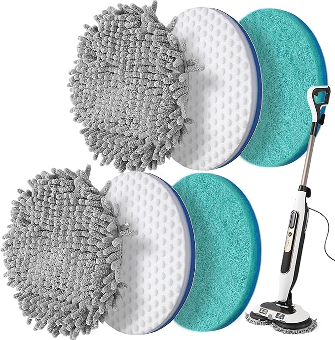 Frescares S7001 Upgraded Steam&Scrub Mop Pads Kit for Shrak,S8201 S8001 S7000 S7201 S7000AMZ S7005 S7020 S7001C All-in-One Hard Floor Steam Mop (2Green2White2Grey)