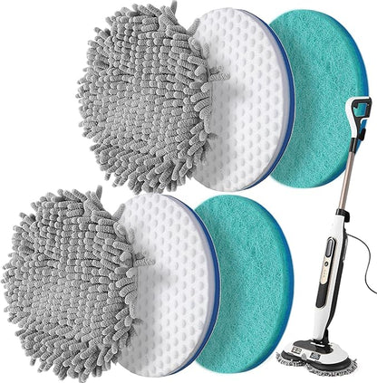 Frescares S7001 Upgraded Steam&Scrub Mop Pads Kit for Shrak,S8201 S8001 S7000 S7201 S7000AMZ S7005 S7020 S7001C All-in-One Hard Floor Steam Mop (2Green2White2Grey)