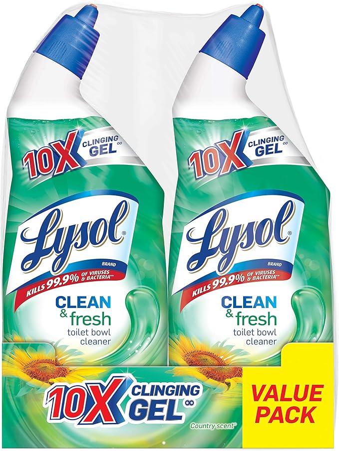 Lysol Power & Fresh Cling Toilet Bowl Cleaner Value Pack, Country Scent, 48 oz