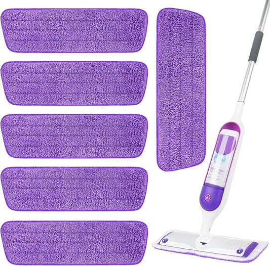 6 Pack Reusable Microfiber Mop Pads for Swiffer PowerMop, 13-16 Inch Spray Mop Replacement Refills, Machine Washable Wet Dry Pads for Hardwood Tile Multi-Surface Cleaning