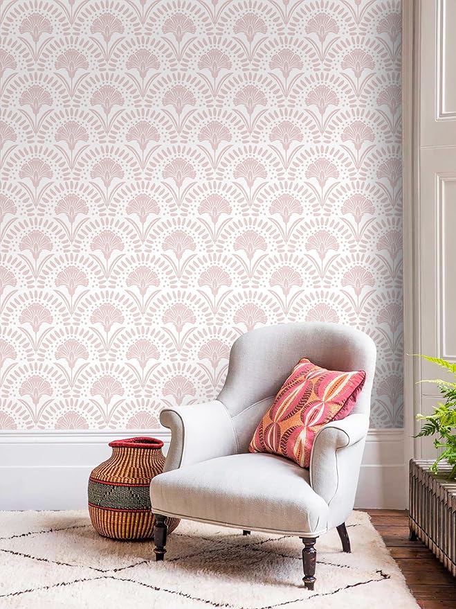 Timeet 17 in × 197 in Boho Peel and Stick Wallpaper Pink Floral Contact Paper White Pink Flower Wallpaper Removable Self Adhesive for Cabinet Bathroom Waterproof
