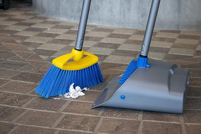 Broom with Dustpan Combo Set - Made in Italy, Broom and Dustpan Set with Long Handle | Durable Dust Pan & Broom Set for Home, Office & Commercial Cleaning