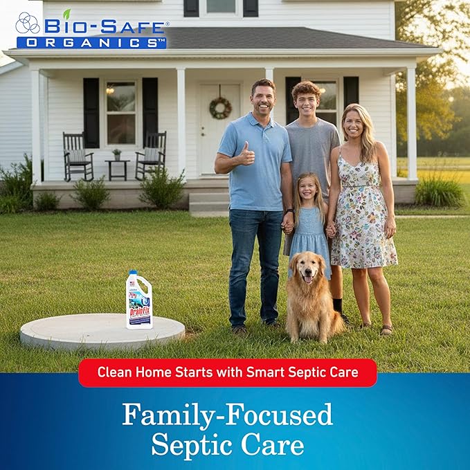 DrainFix & Septic Restorer – 32 oz Enzyme Septic Tank Treatment & Drainfield Restoration – Organic Drain Cleaner for Sewer Lines, RV & Home Plumbing – Safe for Pipes & Septic Systems