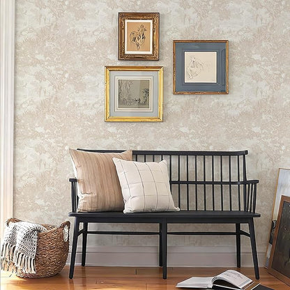 Ismoon Vintage Wallpaper Peel and Stick Beige Neutral Wallpaper 17.3in x16.4ft Forest Animals Contact Paper for Bedroom Thicken Waterproof Self-Adhesive Wall Paper Removable Renter Friendly Vinyl