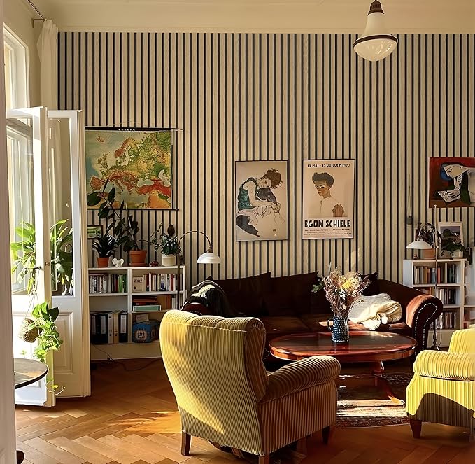 myforHD Wallpaper Peel and Stick Wood Grating Stripe Self-Adhesive Wallpaper Faux Wood Contact Paper Wood Slats Self Adhesive Wall Paper PVC Vinyl Film Removable Waterproof 17.3" x 118"