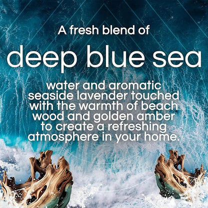 Air Wick Vibrant Plug In Scented Oil Warmer + Refills, Infused with Essential Oils, Plug In Air Fresheners for Home, Deep Blue Sea & Beach Wood, Gadget + 3 ct