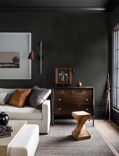 HeloHo Solid Black Wallpaper Matte Textured Peel and Stick Wall Paper Modern Self Adhesive Removable Waterproof Contact Paper for Living Room Bedroom Decor 78.7"X17.3"