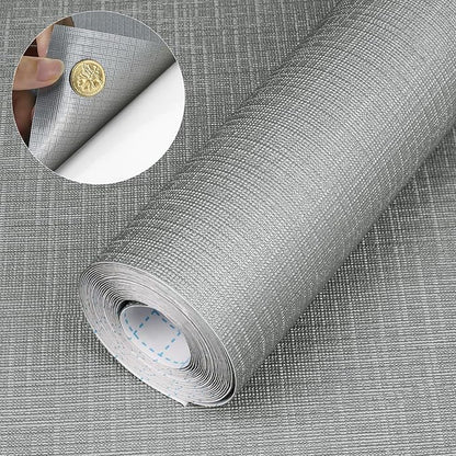 Self Adhesive Shelf Liner, Peel and Stick Drawer Liner Waterproof Contact Decor Liner with Grain Texture for Kitchen Walls Cabinets, Bedroom Classroom (Silver Gray, 11.8 x 393.7 inches)
