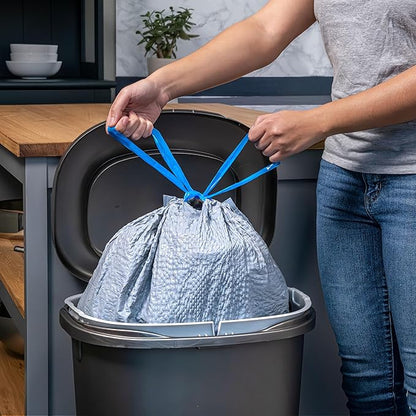Hefty Ultra Strong 13 Gallon Trash Bags, Tall Kitchen Trash Bags Made with Recovered Materials, Including Coastal Plastic, Drawstring, Resists Leaks and Punctures, Gray, Seaside Breeze Scent, 40 Bags