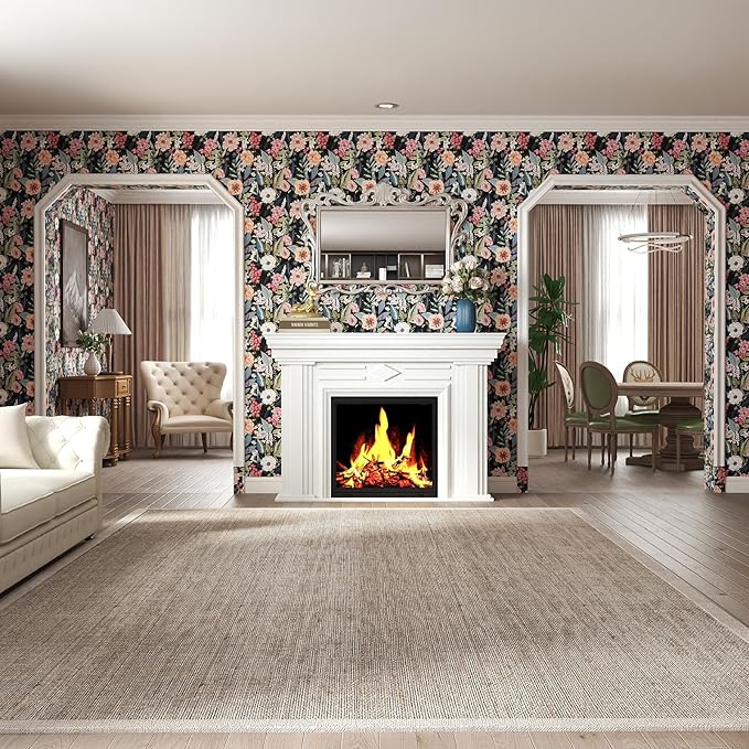 Timeet Vintage Floral Peel and Stick Wallpaper Boho Floral Contact Paper 17.3" x 120" Flower Wallpaper Peel and Stick Self Adhesive Removable Wall Paper for Cabinets Bedroom Wall Decor