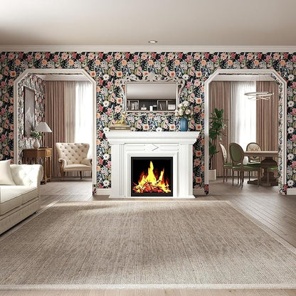 Timeet Vintage Floral Peel and Stick Wallpaper Boho Floral Contact Paper 17.3" x 120" Flower Wallpaper Peel and Stick Self Adhesive Removable Wall Paper for Cabinets Bedroom Wall Decor
