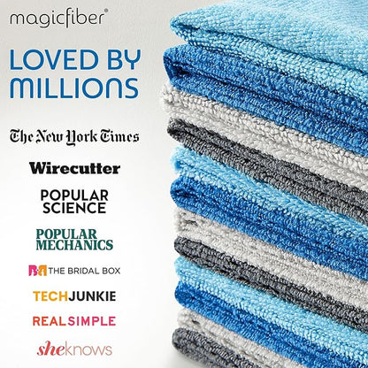 MagicFiber Microfiber Cleaning Cloth - Higher Quality, Larger Size - Micro Fiber Cloth for Cleaning Rags, Dust Cloths, Kitchen Dish Towels (12 Pack, 13”x11”)