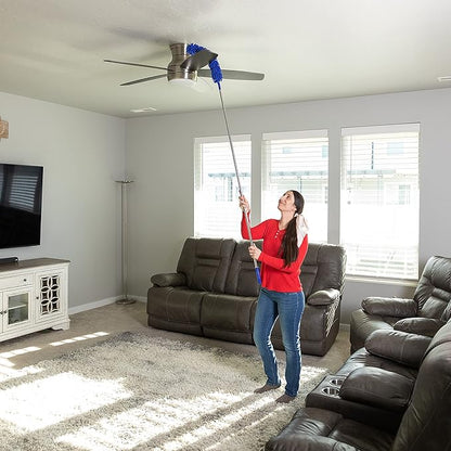 Microfiber Duster with Extension Pole - 4 Piece Dusters Set - Extends 15 to 80 Inches - Ceiling Fan Cleaner - Perfect for Cobwebs, Spider Webs, and Dust on Ceilings, Fans, Walls, Windows, and Blinds