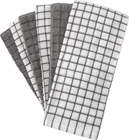 Bumble Kitchen Towels (6 Pack) | 16" x 28" | 100% Cotton Dish Towels for Kitchen | 380 GSM | Soft, Highly Absorbent & Durable Dish Towels with Hanging Loop | Gray