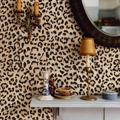 HueBurst Leopard Peel and Stick Wallpaper 17.3"x120" Cheetah Contact Paper Self Adhesive Brown Wallpaper Removable Waterproof Art DIY Wall Decor for Bedroom Living Room (14.4sq.ft.)