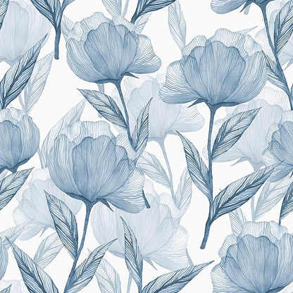 Heroad Brand 16.1"x393" Boho Floral Peel and Stick Wallpaper Blue Flowers Contact Paper for Cabinets Waterproof Removable Self Adhesive Wallpaper Drawer Liner Decoration Paper for Walls