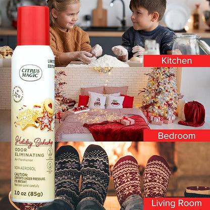 Citrus Magic Holiday Odor Eliminating Air Freshener Spray, Holiday Bakeshop, 3-Ounce, Pack of 3