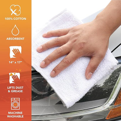Arkwright TT60 Terry Cloth Rags Bulk, Pallet of 7500, 100% Cotton Cleaning Towels for Kitchen, Auto Shop and Bar Use, Absorbent Machine Washable, 14 x 17 in, White